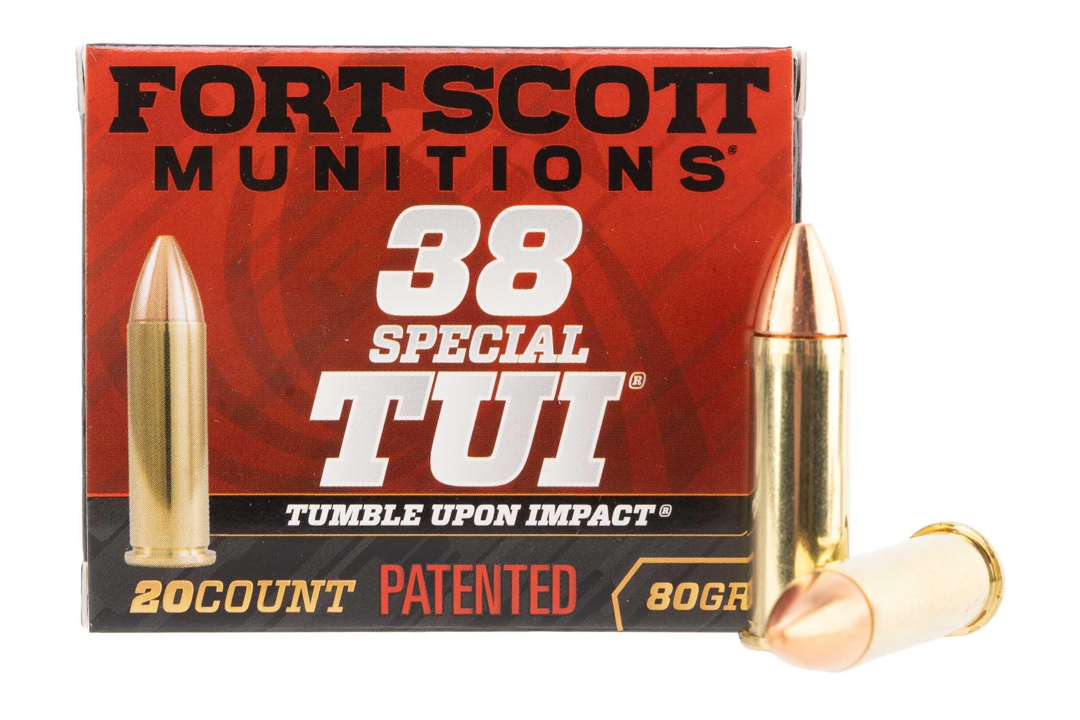 Fort Scott Munitions 38SPL080SCV Tumble Upon Impact (TUI) 38Special+P 80gr Solid Copper Spun 20 Per Box/25 Case, Centerfire Handgun Ammo